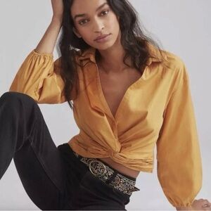 NWT Sunday in Brooklyn Golden Twist-Front Blouse